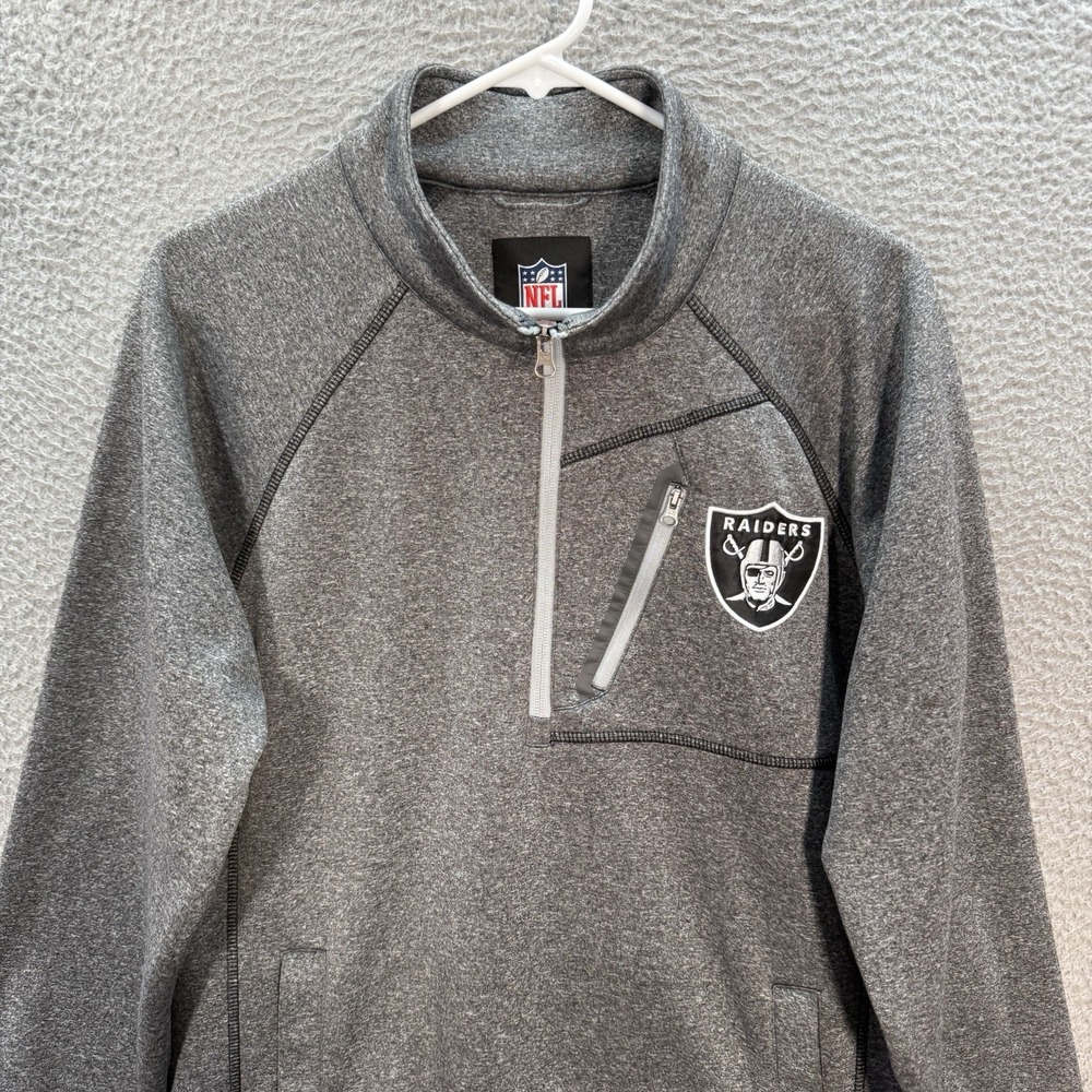 Las Vegas Raiders Sweatshirt Adult Small Gray 1/2 Zip Pullover NFL Football Mens - Picture 8 of 9